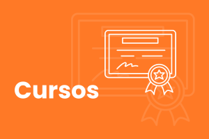 Banner em laranja. Ao lado, imagem de certificado - página de cursos